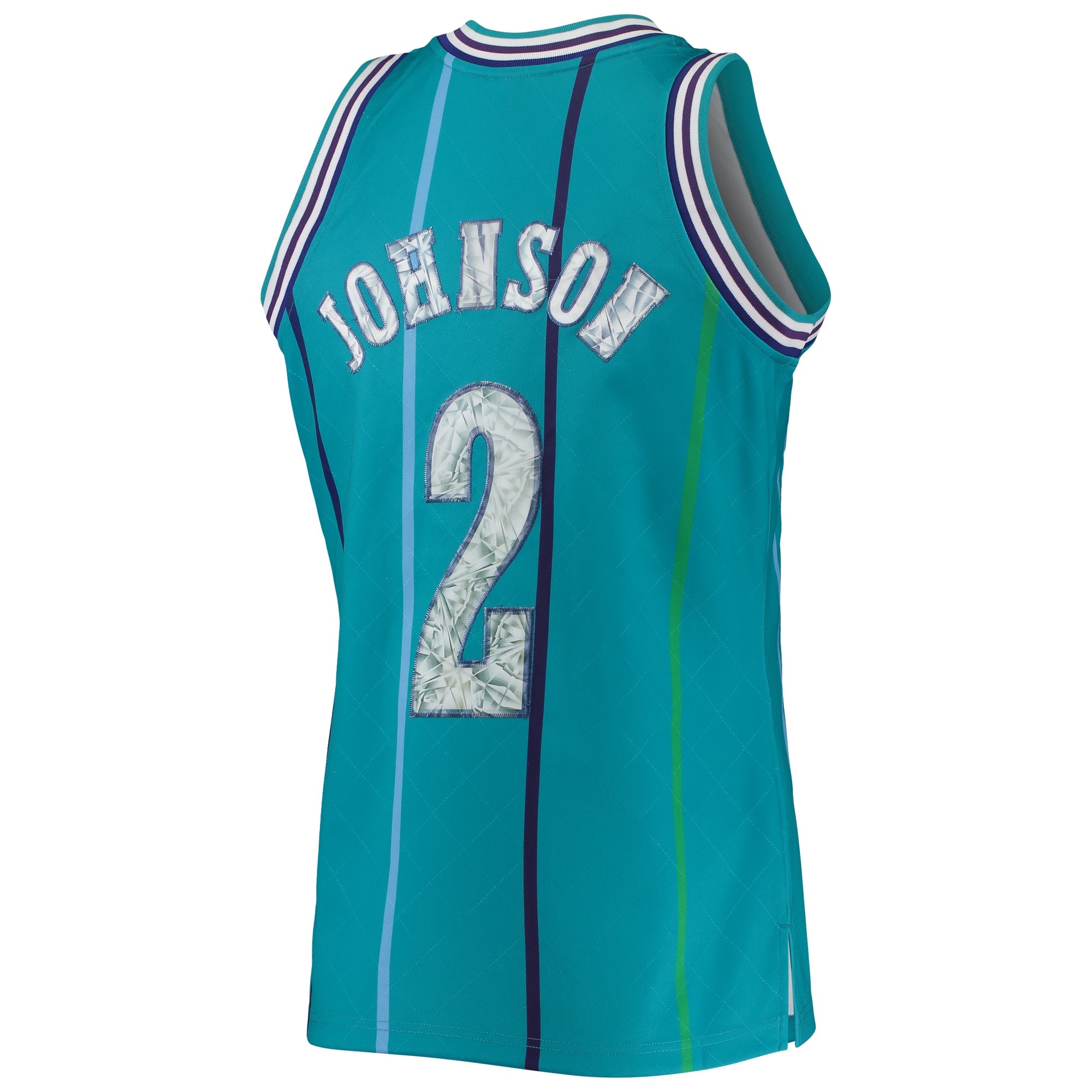 Men's Charlotte Hornets Larry Johnson Teal 1996/97 Hardwood Classics NBA 75th Anniversary Diamond Swingman Jersey