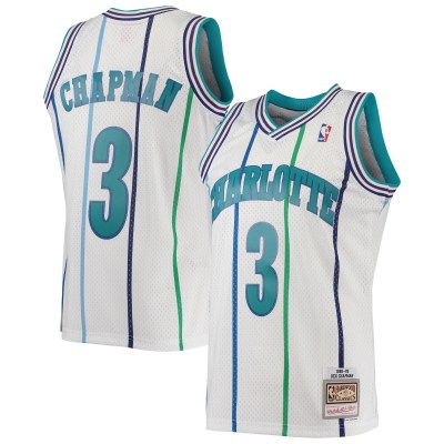 Men's Charlotte Hornets Rex Chapman White 1988/89 Hardwood Classics Swingman Jersey 01