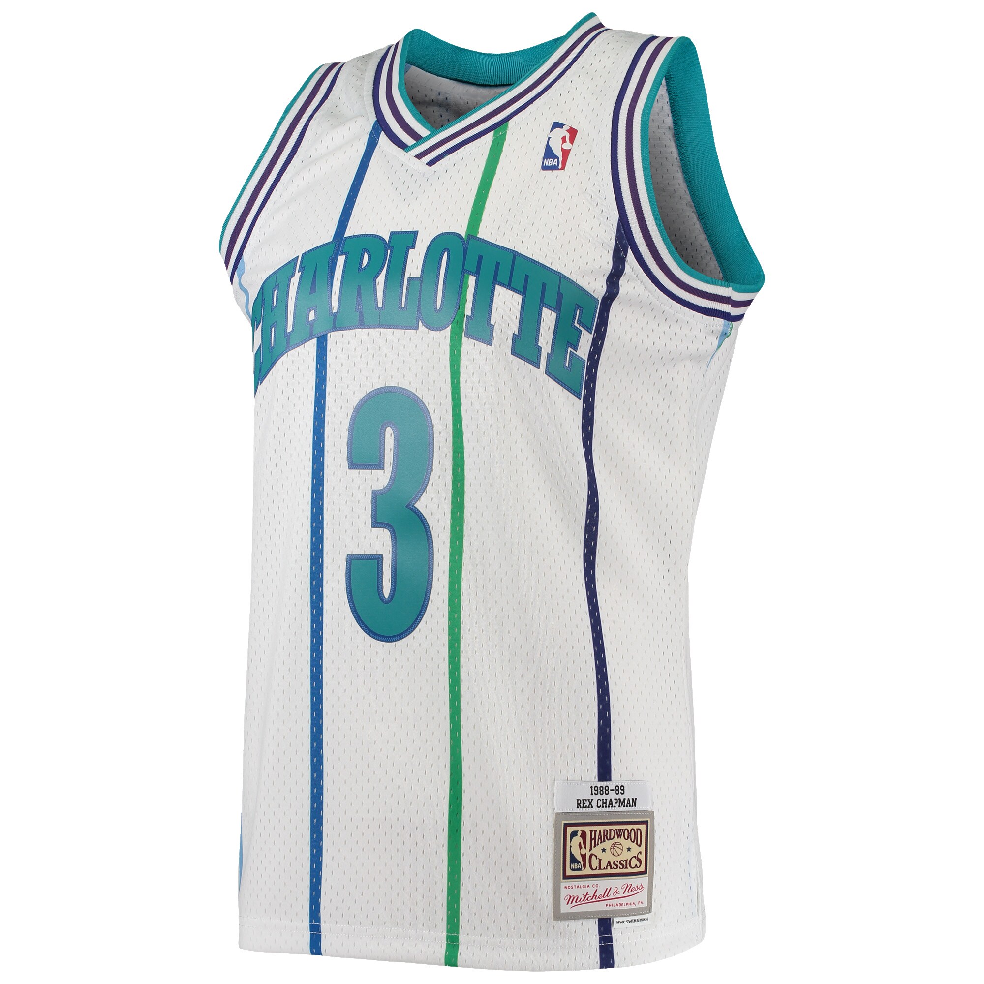 Men's Charlotte Hornets Rex Chapman White 1988/89 Hardwood Classics Swingman Jersey