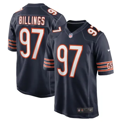 Men's Chicago Bears Andrew Billings Navy Game Jersey 01