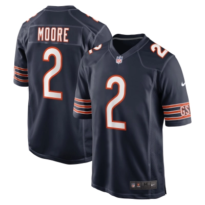 Men's Chicago Bears D.J. Moore Navy Team Color Game Jersey 01