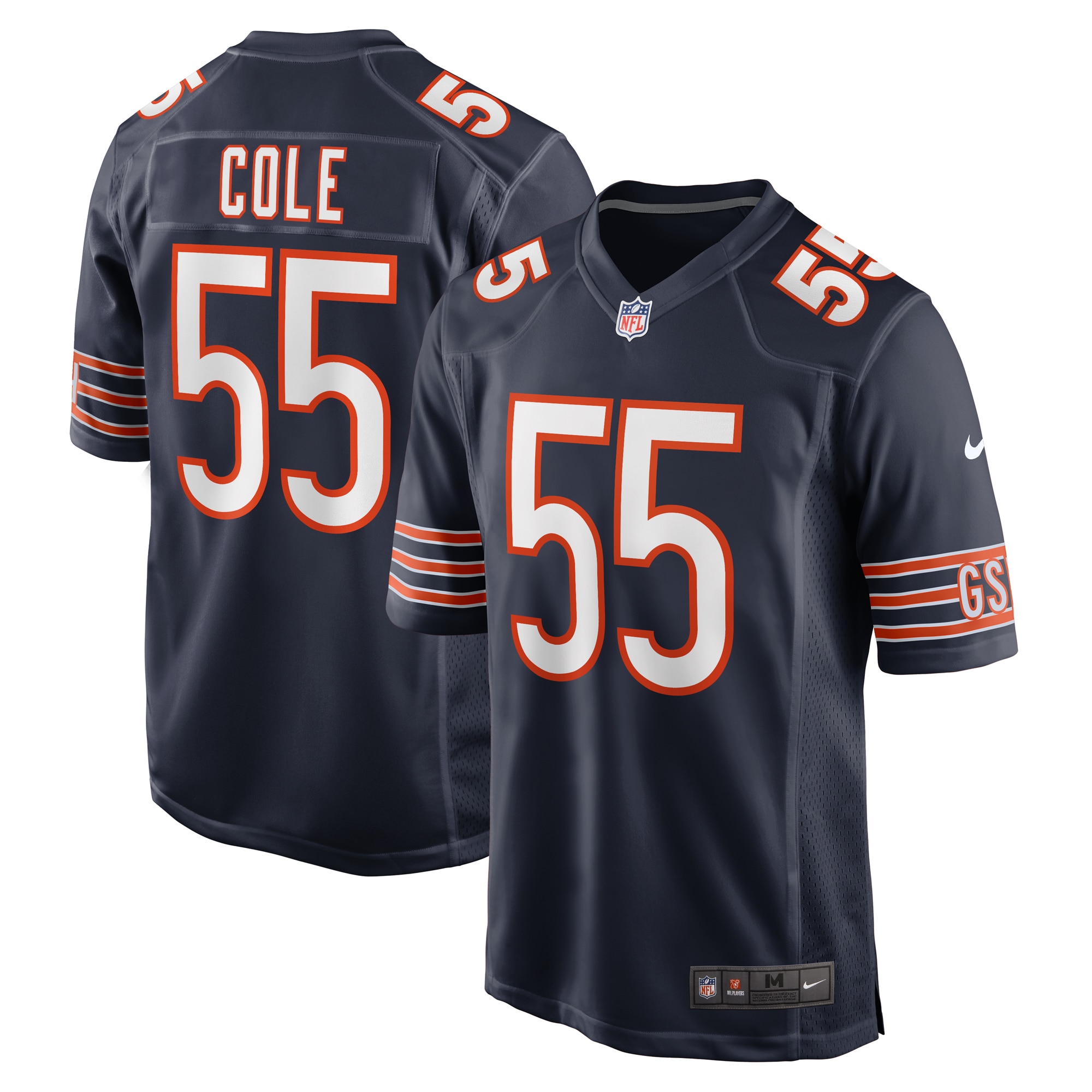 Men's Chicago Bears Dylan Cole Navy Game Jersey