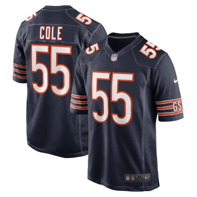 Men's Chicago Bears Dylan Cole Navy Game Jersey 01