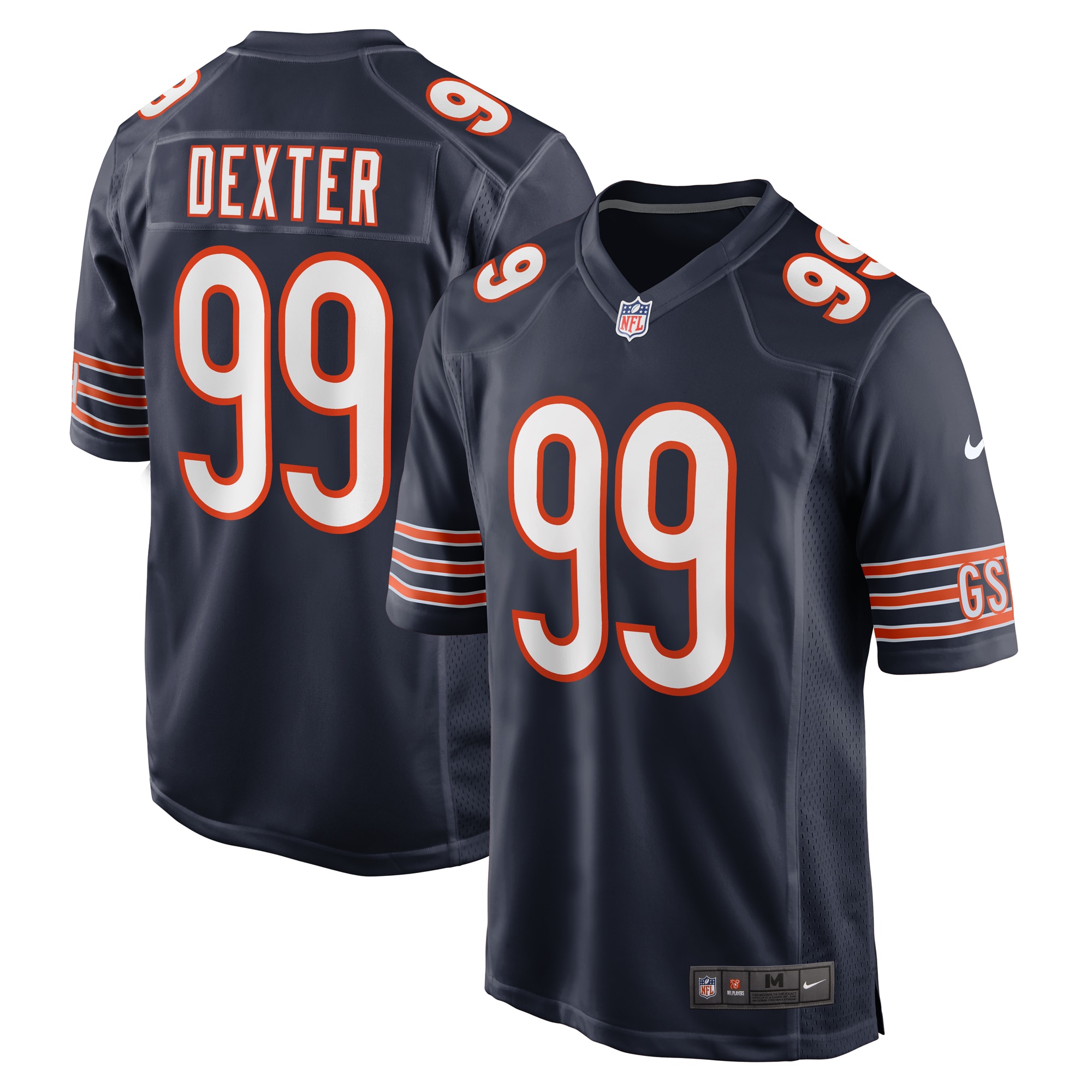 Men's Chicago Bears Gervon Dexter Sr Navy Team Game Jersey
