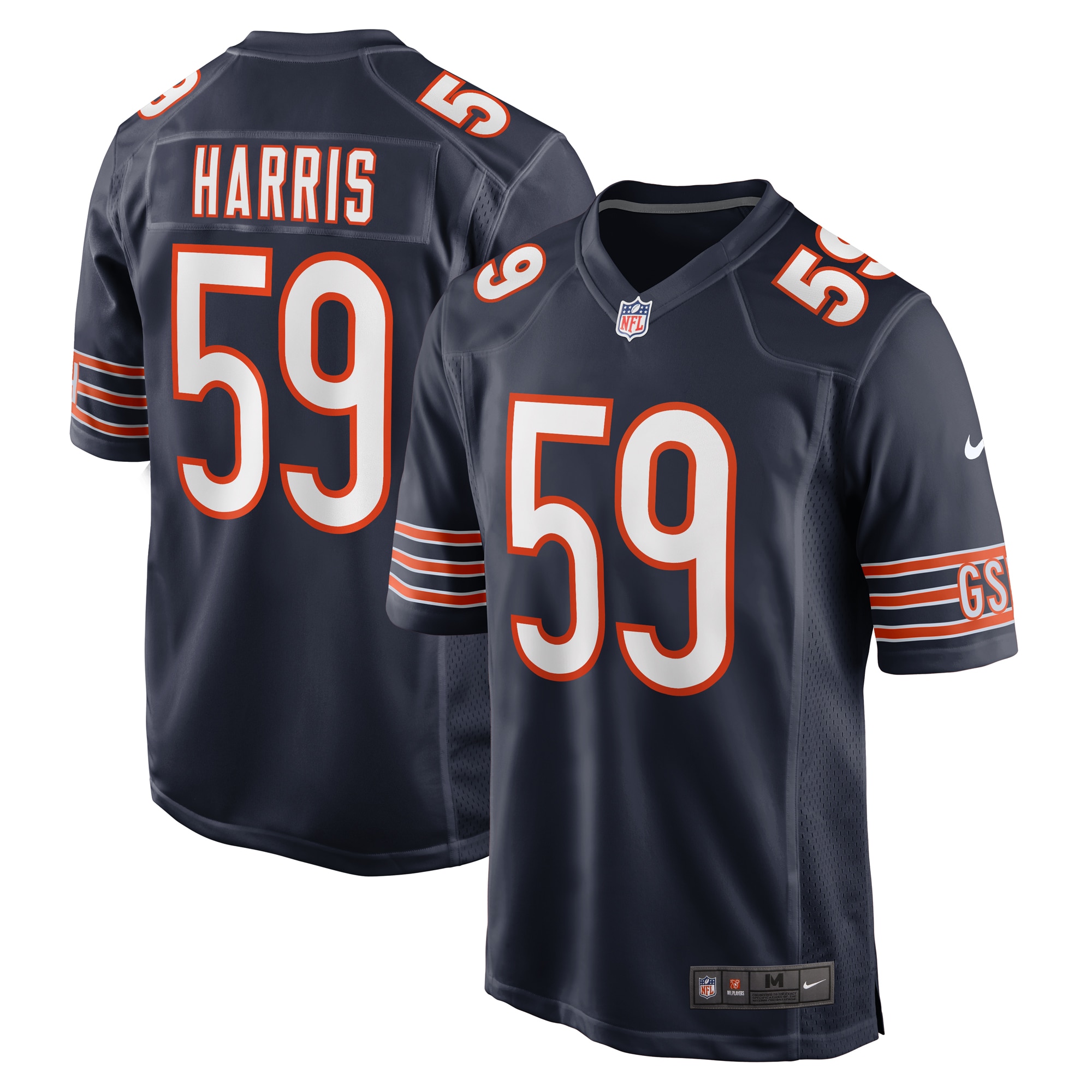 Men's Chicago Bears Jalen Harris Navy Team Game Jersey