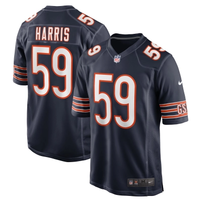 Men's Chicago Bears Jalen Harris Navy Team Game Jersey 01