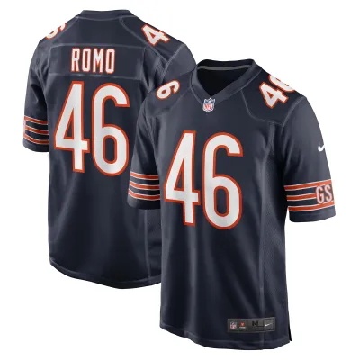 Men's Chicago Bears John Parker Romo Navy Team Game Jersey 01
