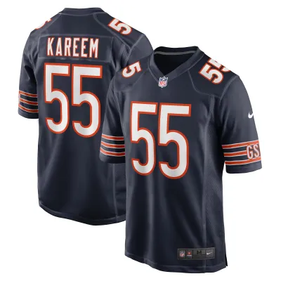 Men's Chicago Bears Khalid Kareem Navy Team Game Jersey 01
