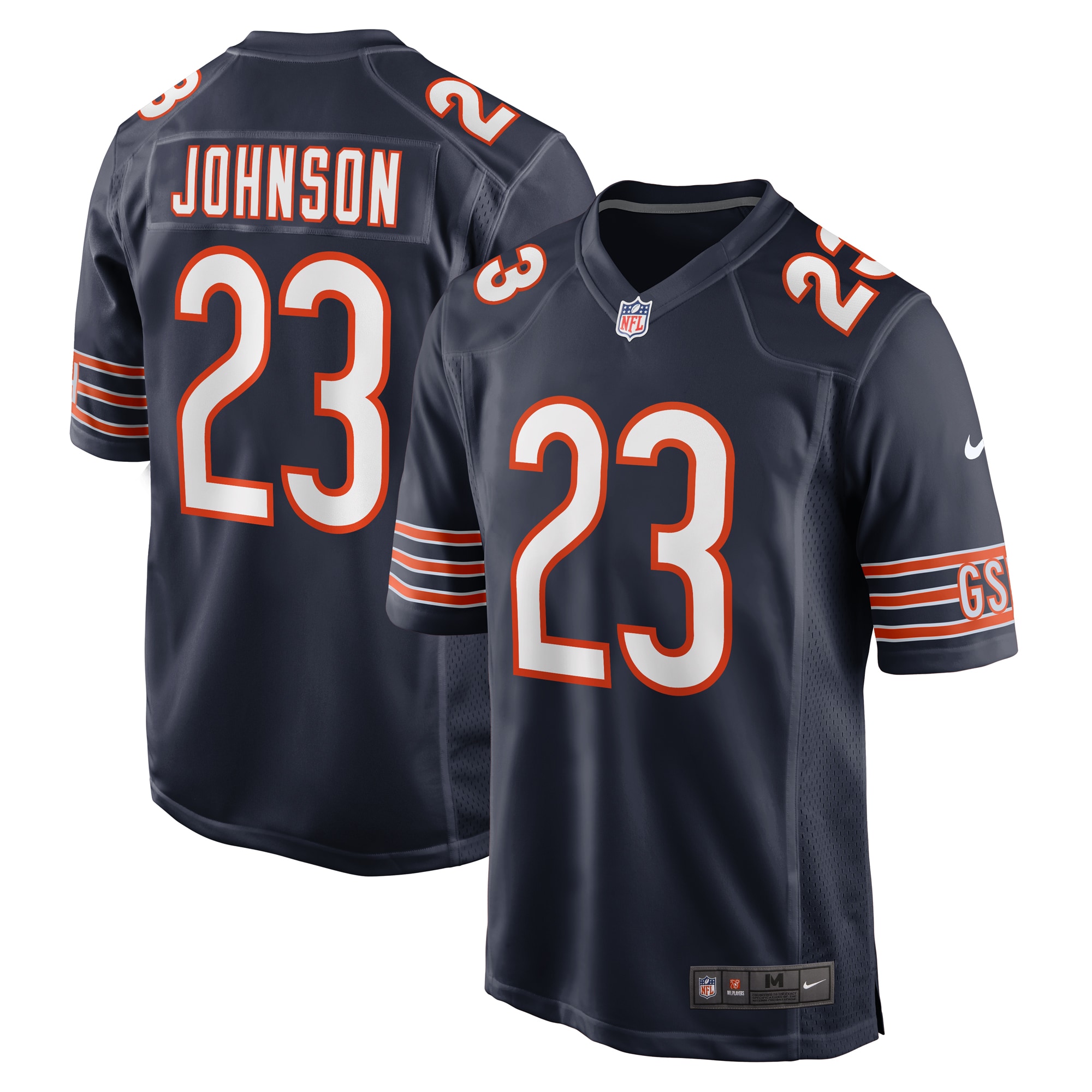 Men's Chicago Bears Roschon Johnson Navy Team Game Jersey