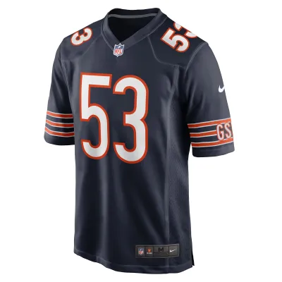 Men's Chicago Bears TJ Edwards Navy Game Player Jersey 02