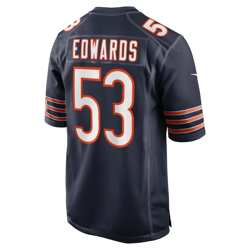 Men's Chicago Bears TJ Edwards Navy Game Player Jersey