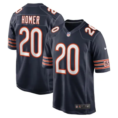 Men's Chicago Bears Travis Homer Navy Game Player Jersey 01