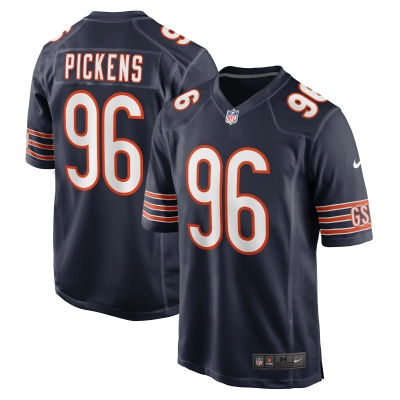Men's Chicago Bears Zacch Pickens Navy Team Game Jersey 01