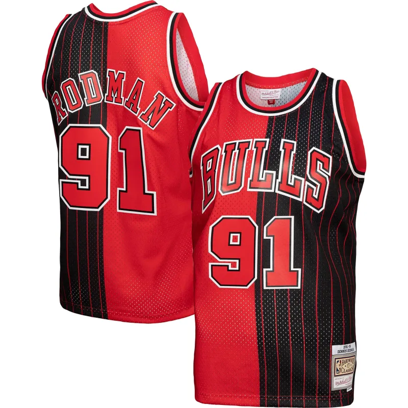 Men's Chicago Bulls Red/Black Big & Tall Hardwood Classics 1995/96 Split Swingman Jersey