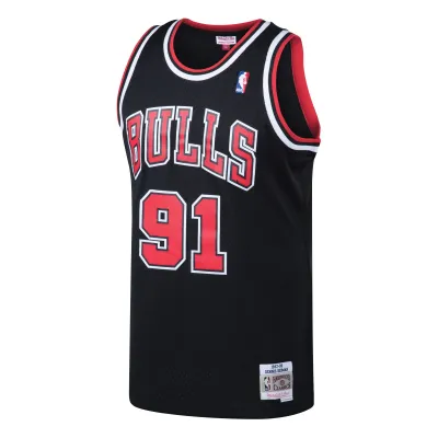 Men's Chicago Bulls Dennis Rodman Black 1997/98 Hardwood Classics Swingman Jersey 02
