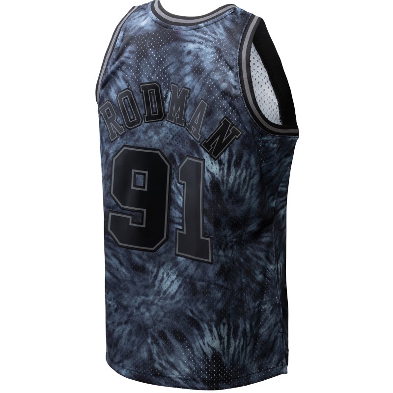 Men's Chicago Bulls Dennis Rodman Black Hardwood Classics 1995/96 Tie-Dye Swingman Jersey