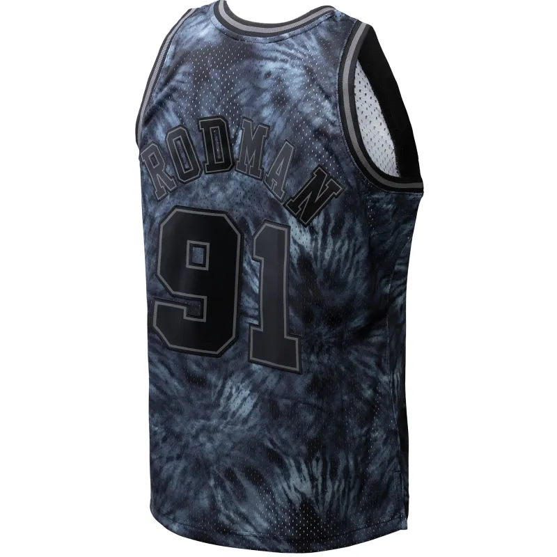 Men's Chicago Bulls Dennis Rodman Black Hardwood Classics 1995/96 Tie-Dye Swingman Jersey