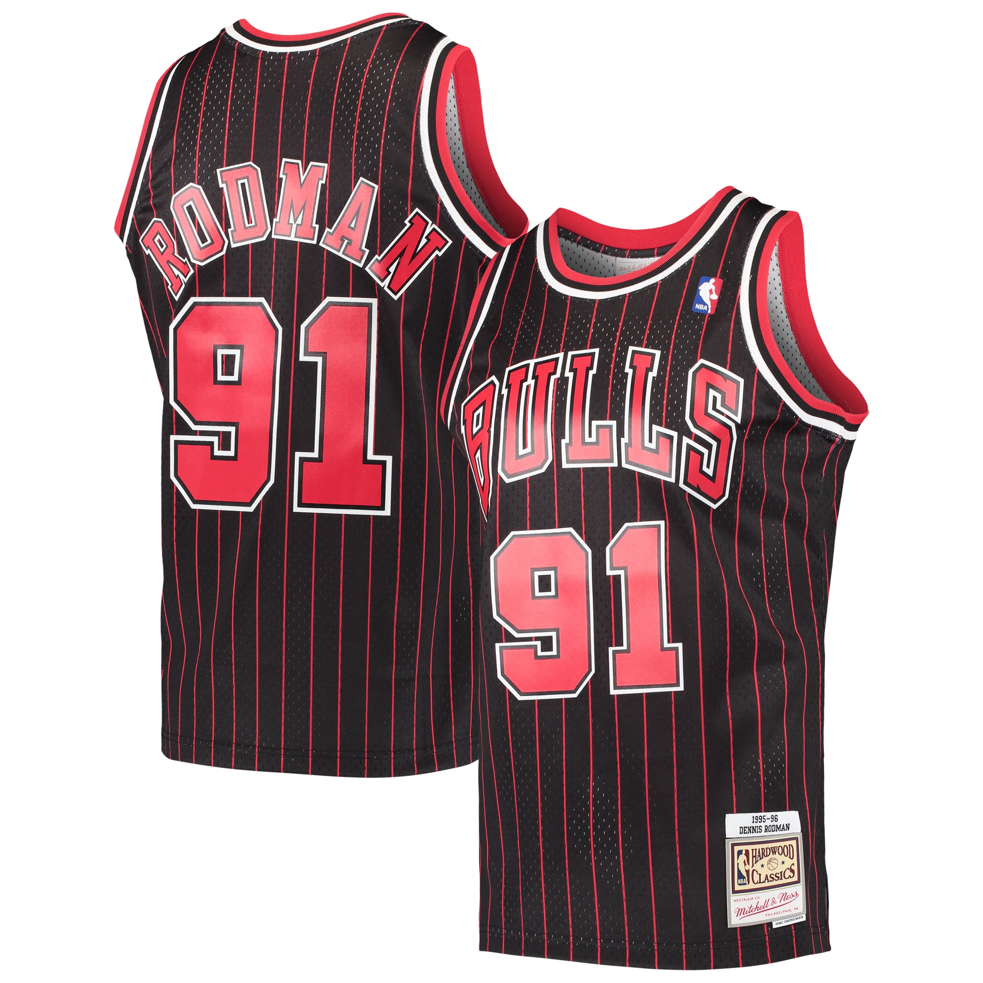Men's Chicago Bulls Dennis Rodman Black Hardwood Classics Swingman Jersey