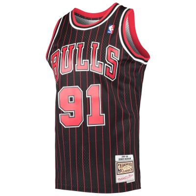 Men's Chicago Bulls Dennis Rodman Black Hardwood Classics Swingman Jersey 02