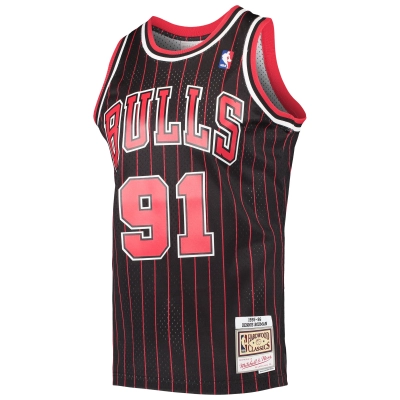 Men's Chicago Bulls Dennis Rodman Black Hardwood Classics Swingman Jersey 02