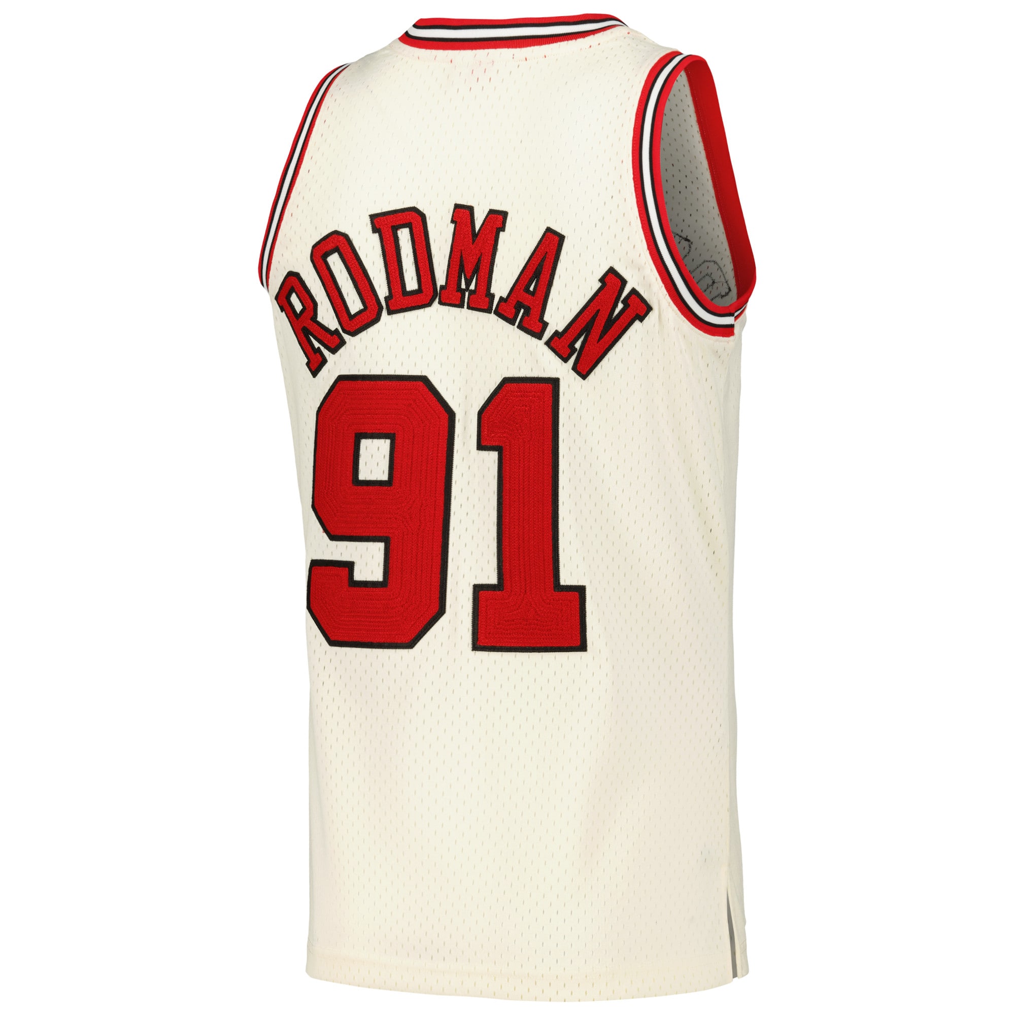 Men's Chicago Bulls Dennis Rodman Cream Chainstitch Swingman Jersey