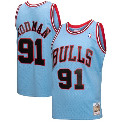 Men's Chicago Bulls Dennis Rodman Light Blue 1997-98 Hardwood Classics Reload 3.0 Swingman Jersey 01