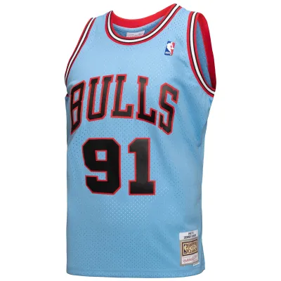 Men's Chicago Bulls Dennis Rodman Light Blue 1997-98 Hardwood Classics Reload 3.0 Swingman Jersey 02
