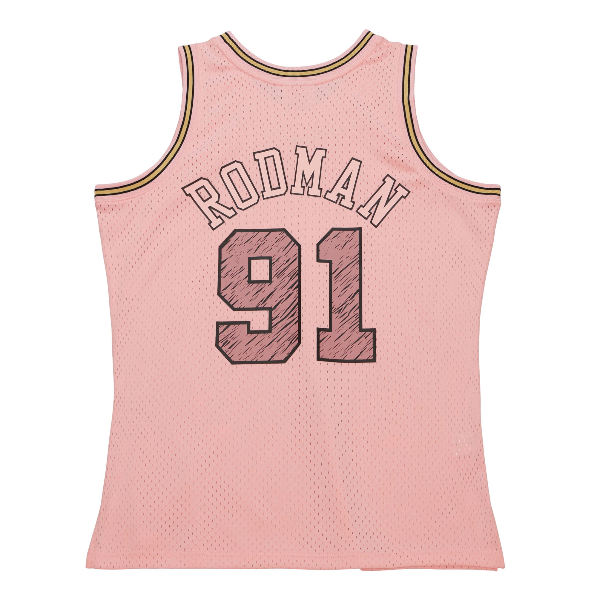 Men's Chicago Bulls Dennis Rodman Pink 1997/98 Swingman Sidewalk Sketch Jersey