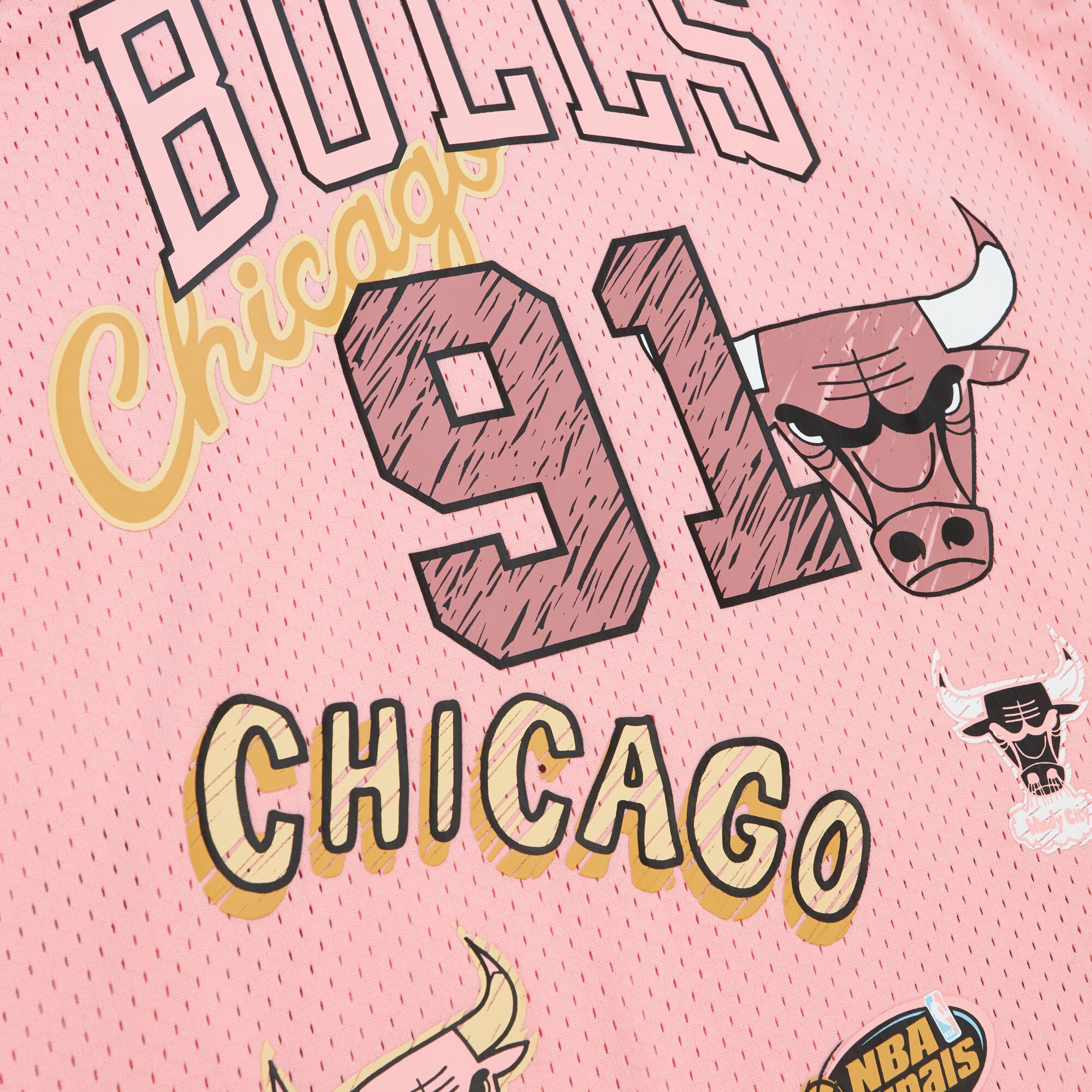 Men's Chicago Bulls Dennis Rodman Pink 1997/98 Swingman Sidewalk Sketch Jersey