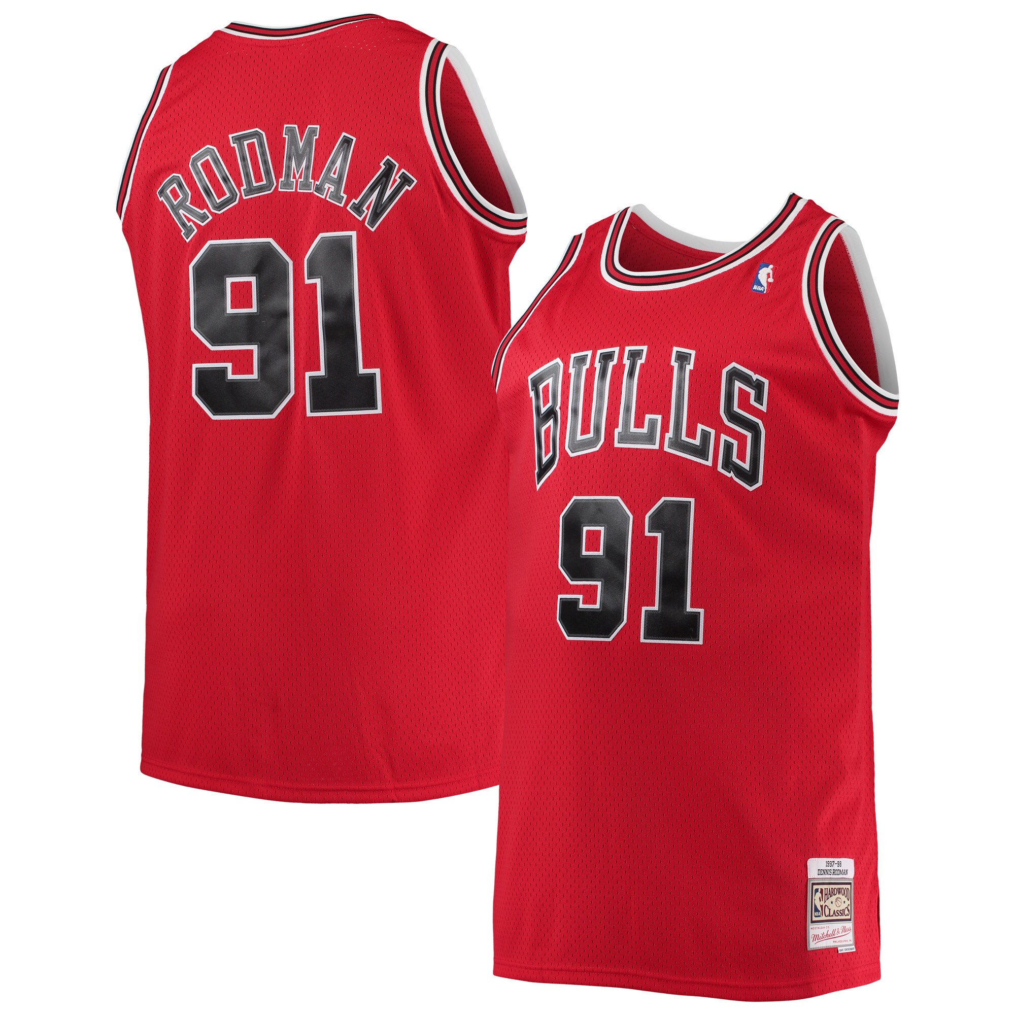 Men's Chicago Bulls Dennis Rodman Red 1997/98 Big & Tall Hardwood Classics Swingman Jersey