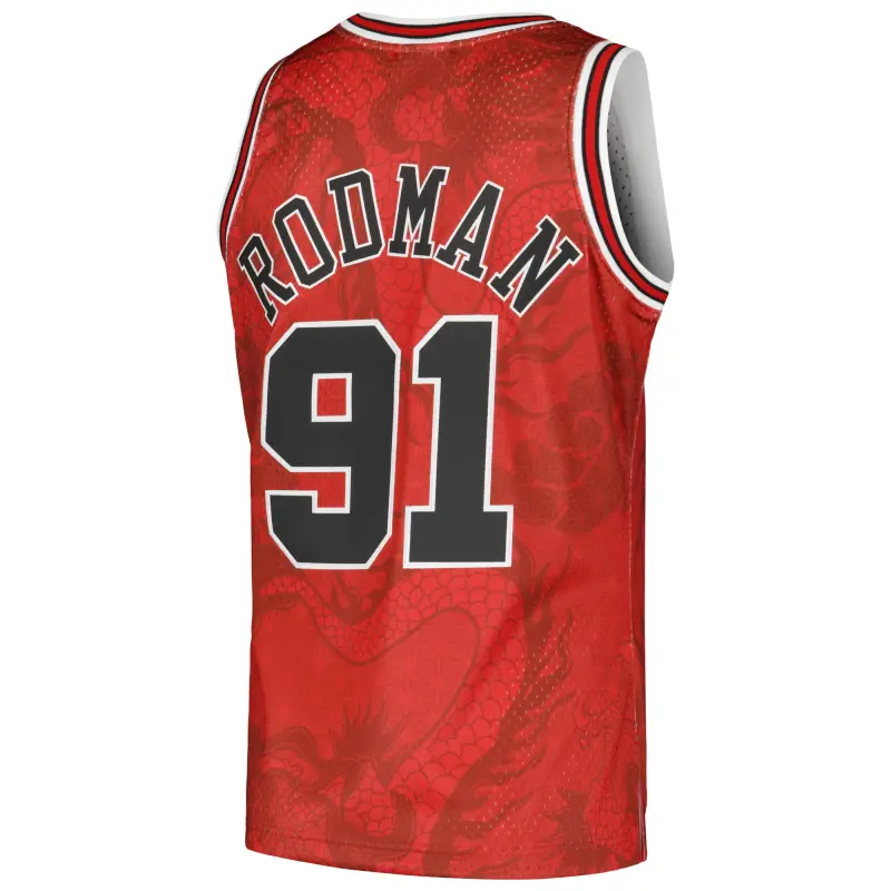 Men's Chicago Bulls Dennis Rodman Red 1997/98 Hardwood Classics Asian Heritage 6.0 Swingman Throwback Player Jersey