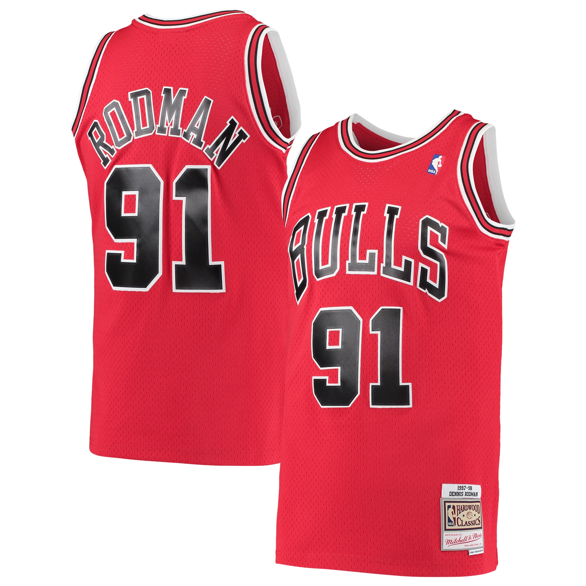 Men's Chicago Bulls Dennis Rodman Red Hardwood Classics Swingman Jersey