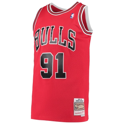 Men's Chicago Bulls Dennis Rodman Red Hardwood Classics Swingman Jersey 02