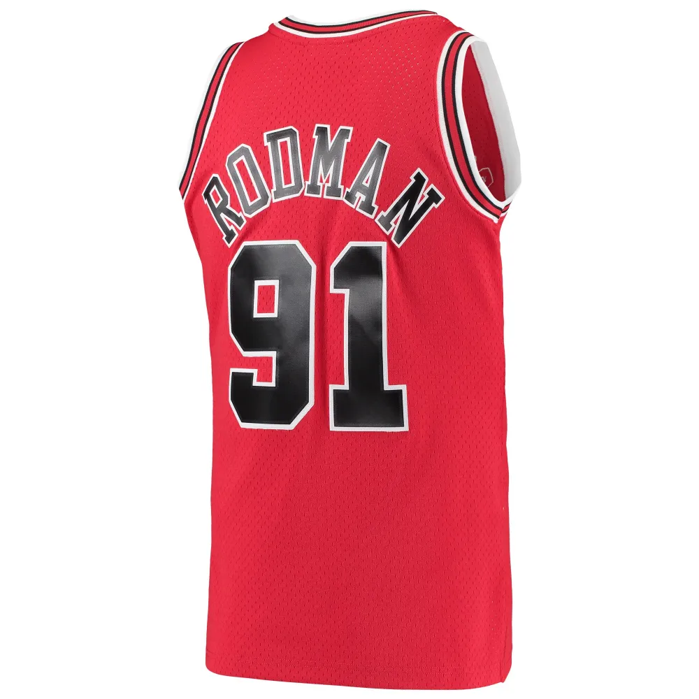 Men's Chicago Bulls Dennis Rodman Red Hardwood Classics Swingman Jersey