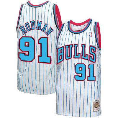 Men's Chicago Bulls Dennis Rodman White 1995-96 Hardwood Classics Reload 3.0 Swingman Jersey 01