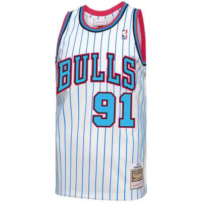 Men's Chicago Bulls Dennis Rodman White 1995-96 Hardwood Classics Reload 3.0 Swingman Jersey 02