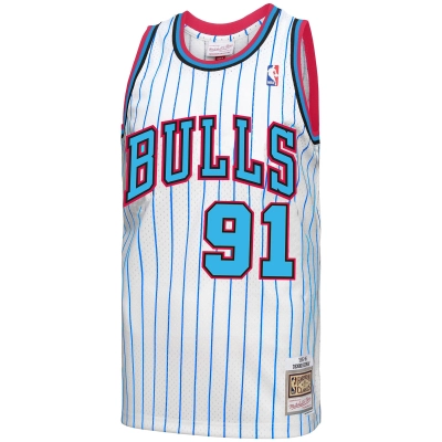 Men's Chicago Bulls Dennis Rodman White 1995-96 Hardwood Classics Reload 3.0 Swingman Jersey 02