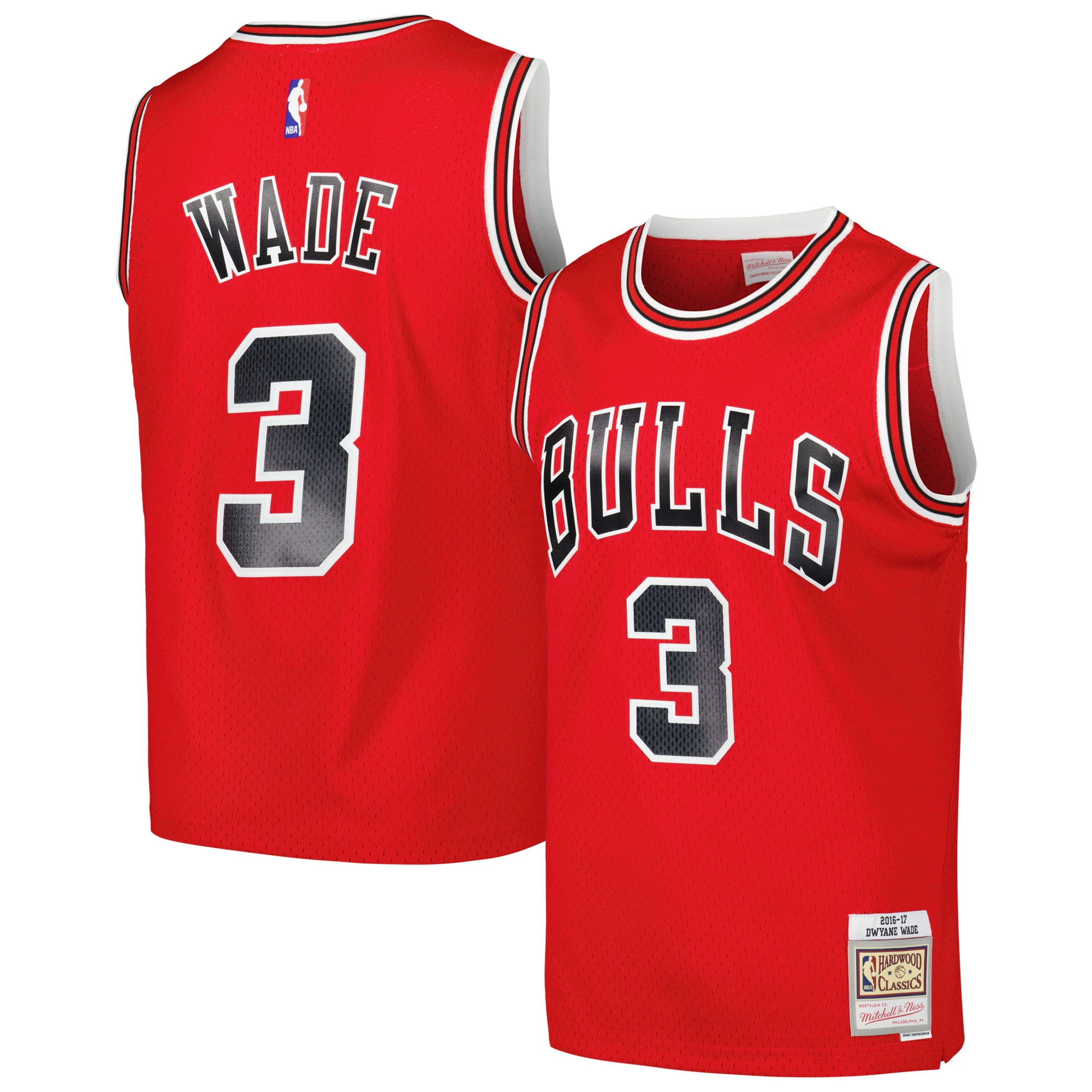 Men's Chicago Bulls Dwyane Wade Red 2016/17 Hardwood Classics Swingman Jersey