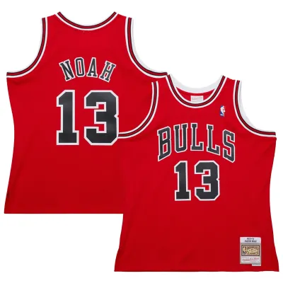 Men's Chicago Bulls Joakim Noah Red 2013/14 Hardwood Classics Swingman Jersey 01