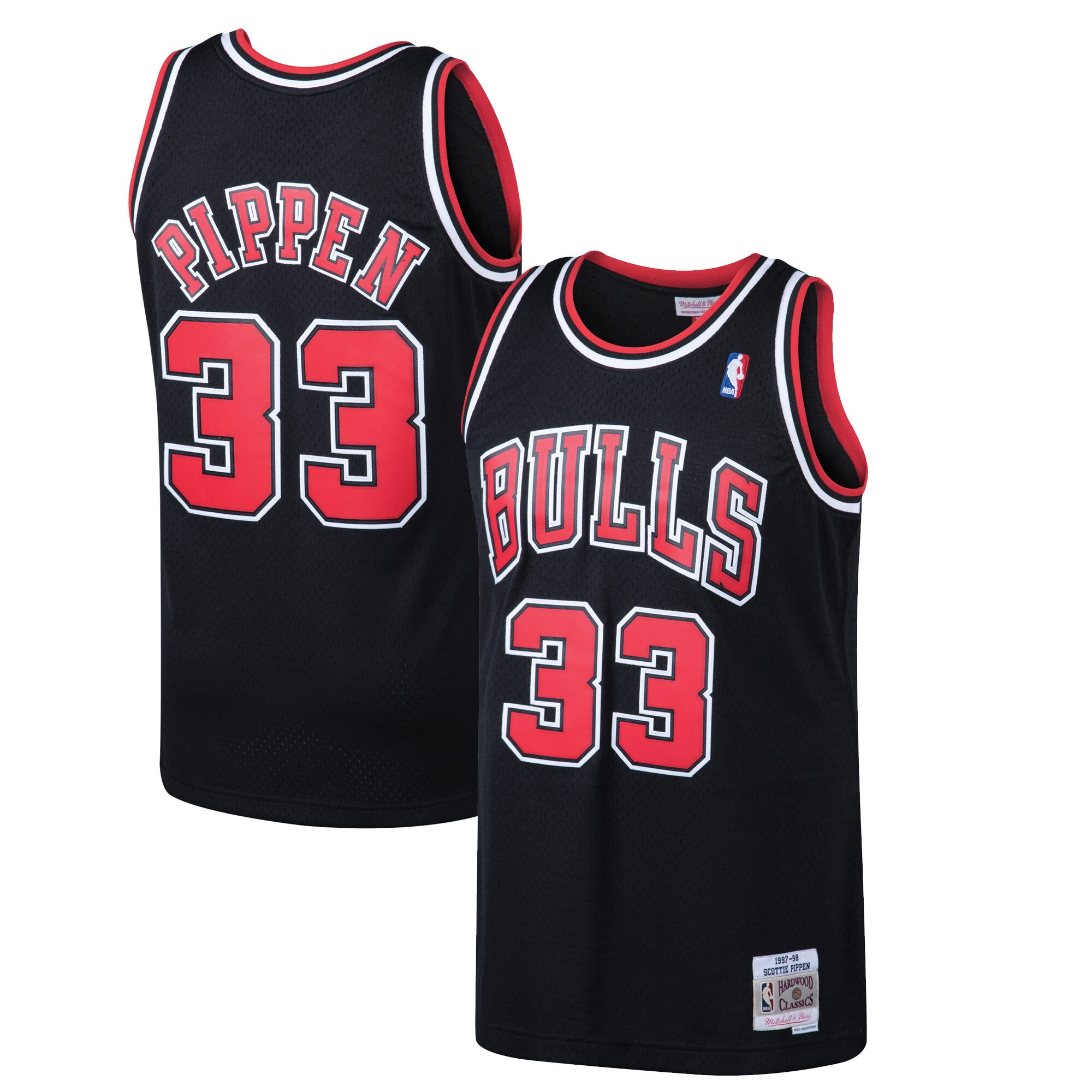 Men's Chicago Bulls Scottie Pippen Black 1997/98 Hardwood Classics Swingman Jersey