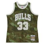 Men's Chicago Bulls Scottie Pippen Camo Hardwood Classics 1997/98 Ghost Green Swingman Jersey