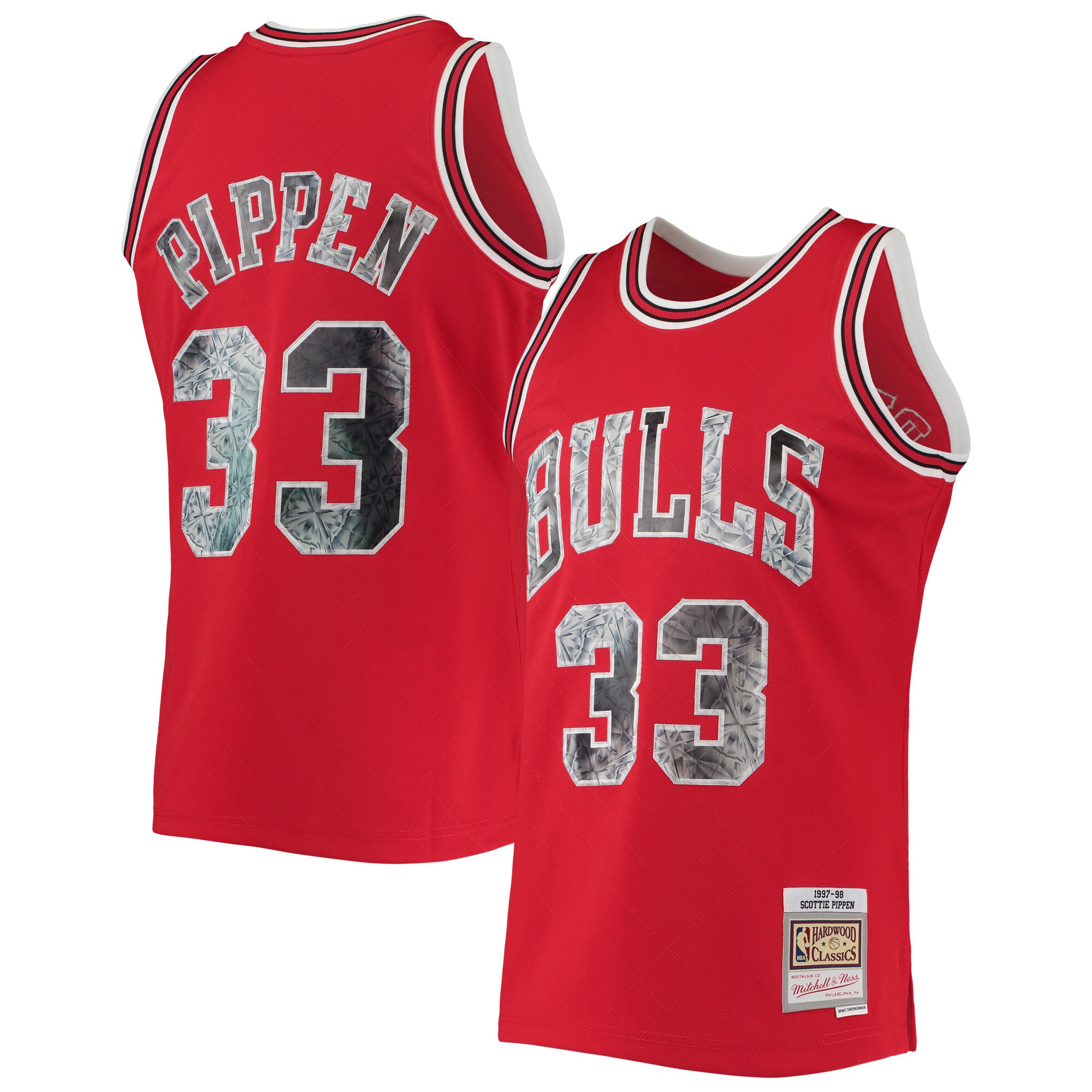Men's Chicago Bulls Scottie Pippen Red 1997/98 Hardwood Classics NBA 75th Anniversary Diamond Swingman Jersey