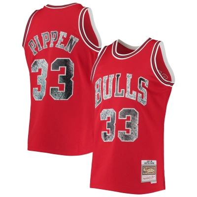 Men's Chicago Bulls Scottie Pippen Red 1997/98 Hardwood Classics NBA 75th Anniversary Diamond Swingman Jersey 01