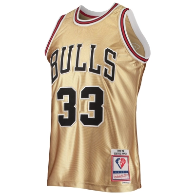 Men's Chicago Bulls Scottie Pippen Gold 75th Anniversary 1997/98 Hardwood Classics Swingman Jersey 02