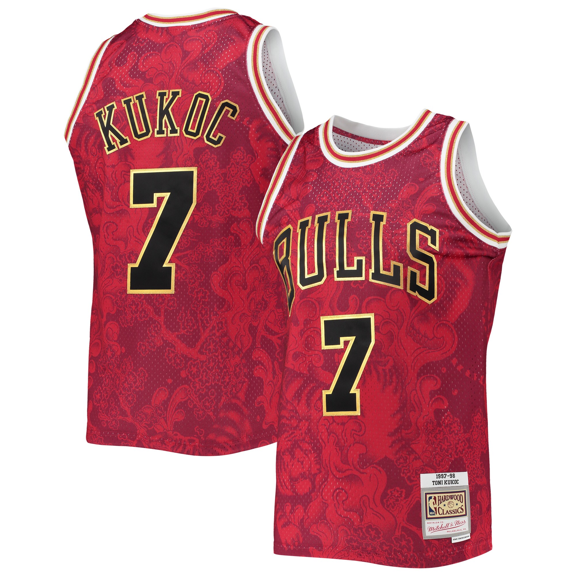 Men's Chicago Bulls Toni Kukoc Red Hardwood Classics 1997/98 Lunar New Year Swingman Jersey