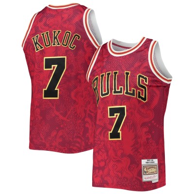 Men's Chicago Bulls Toni Kukoc Red Hardwood Classics 1997/98 Lunar New Year Swingman Jersey 01