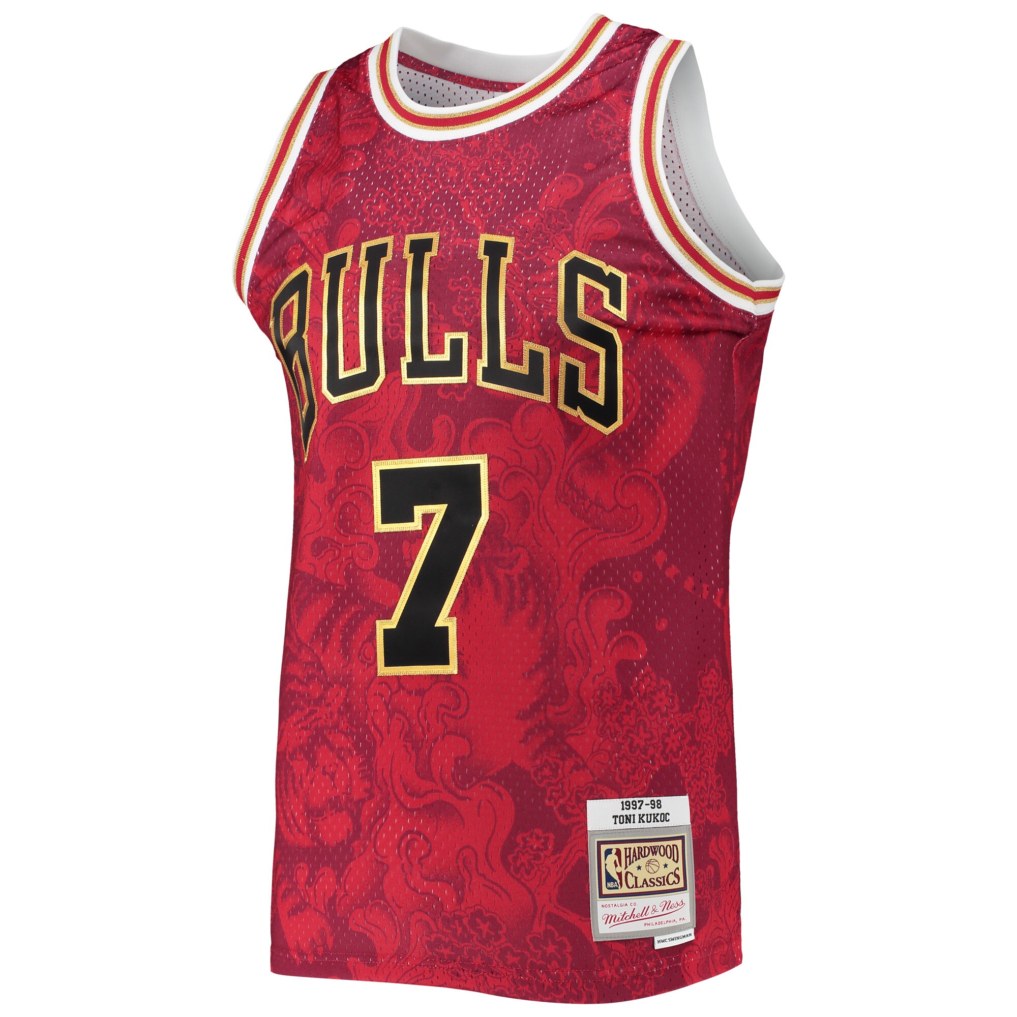 Men's Chicago Bulls Toni Kukoc Red Hardwood Classics 1997/98 Lunar New Year Swingman Jersey