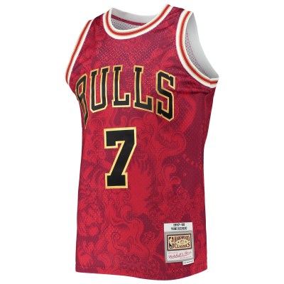 Men's Chicago Bulls Toni Kukoc Red Hardwood Classics 1997/98 Lunar New Year Swingman Jersey 02