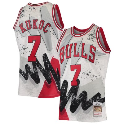 Men's Chicago Bulls Toni Kukoc White Hardwood Classics 1995/96 Hyper Hoops Swingman Jersey 01