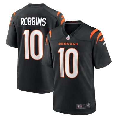Men's Cincinnati Bengals Brad Robbins Black Team Game Jersey 01